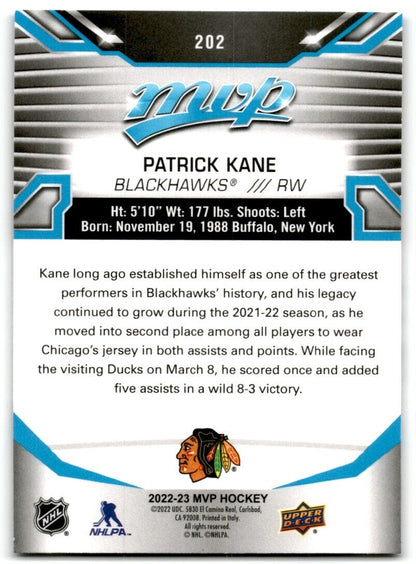 2022-23 Upper Deck MVP Patrick Kane Chicago Blackhawks #202