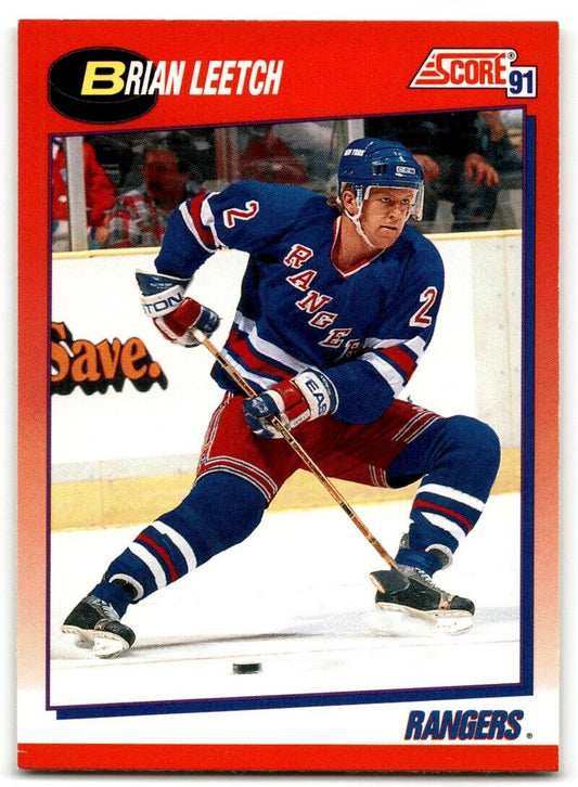 1991-92 Score Canadian English Brian Leetch New York Rangers #5