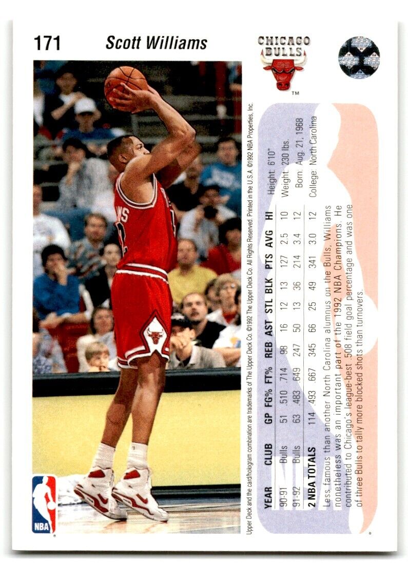 1992-93 Upper Deck Scott Williams Chicago Bulls #171