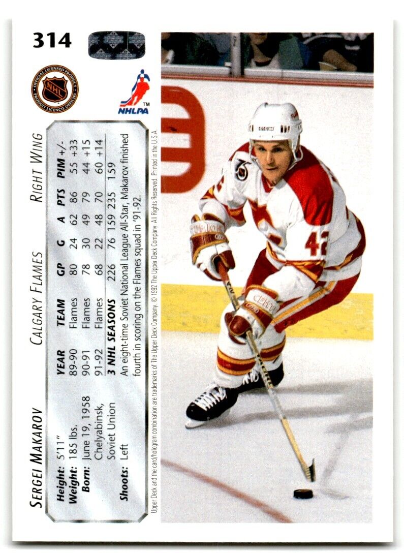 1992-93 Upper Deck Sergei Makarov Calgary Flames #314