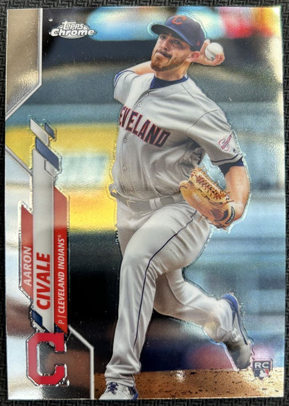 2020 Topps Chrome Aaron Civale Rookie Cleveland Indians #143