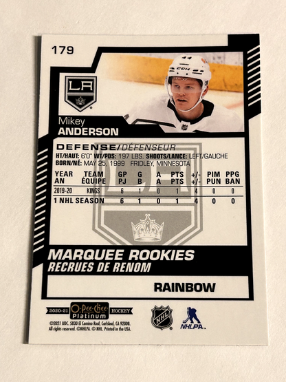 2021-22 O-Pee-Chee Platinum Rainbow Marquee Rookies - #179 - Mikey Anderson