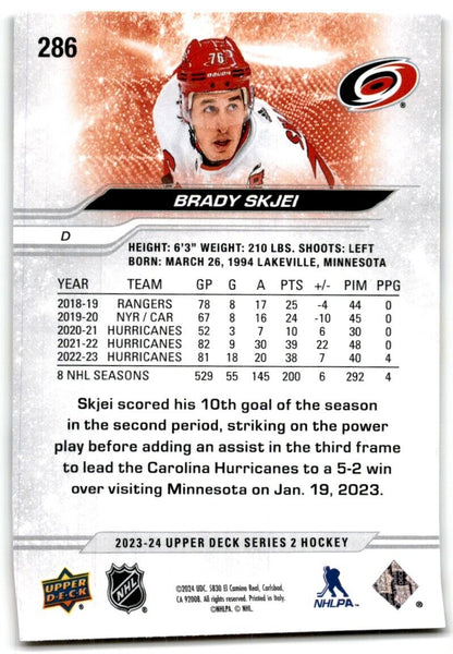 2023-24 Upper Deck Brady Skjei Carolina Hurricanes #286