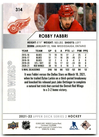 2022-23 Upper Deck Robby Fabbri Detroit Red Wings #314