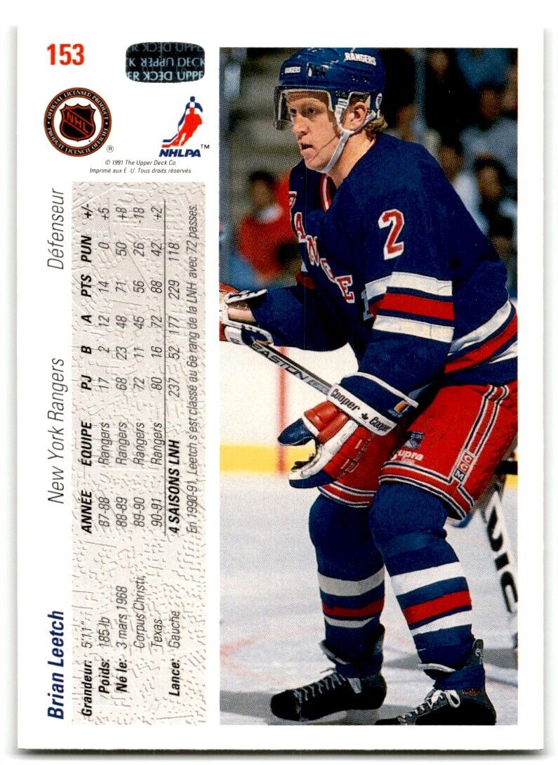 1991-92 Upper Deck French Brian Leetch New York Rangers #153