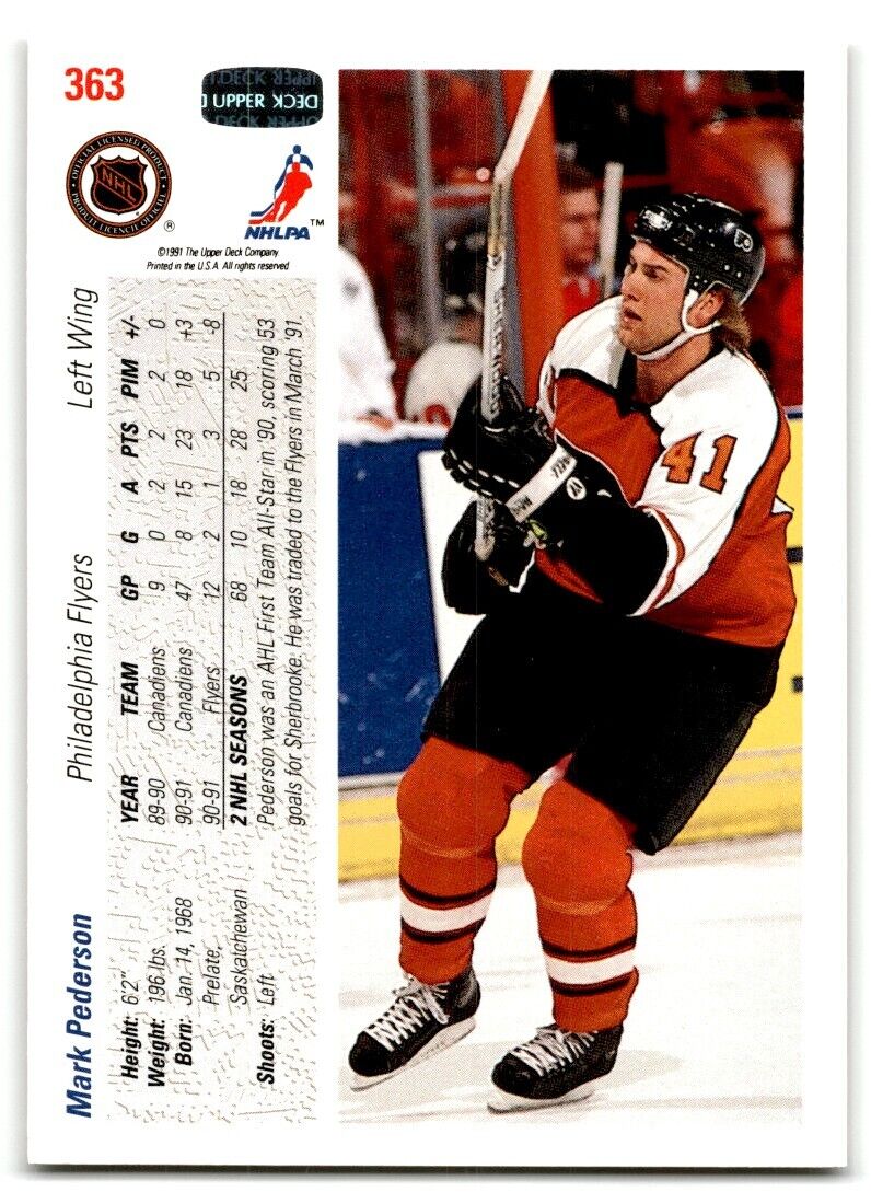 1991-92 Upper Deck Mark Pederson Philadelphia Flyers #363