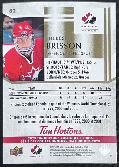 2023-24 Upper Deck Tim Hortons Legends Tim Horton Therese Brisson Team Canada