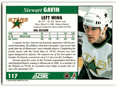 1992-93 Score Stewart Gavin Minnesota North Stars #117