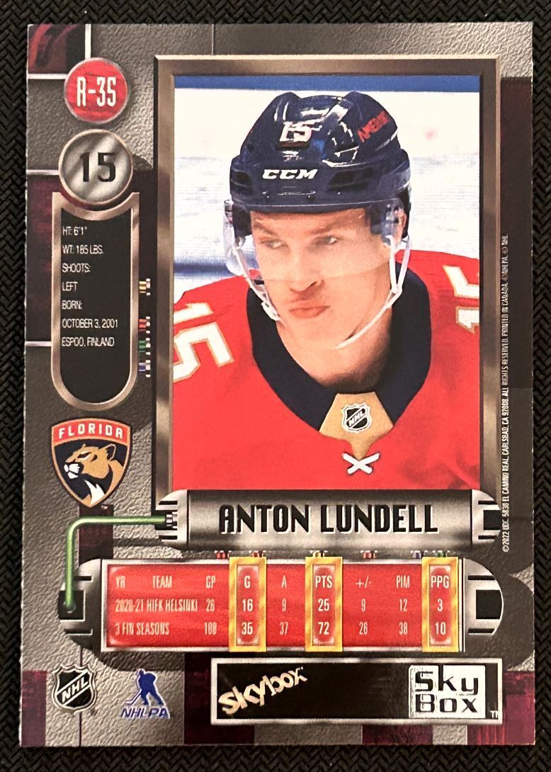 2021-22 Skybox Metal Universe 1997-98 Retro Rookies Anton Lundell Rookie Florida