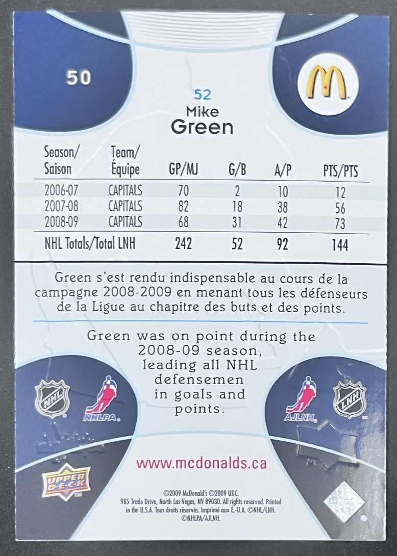 2009-10 Upper Deck McDonald's Mike Green Washington Capitals #50