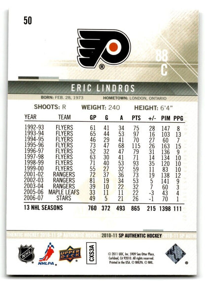 2010-11 SP Authentic Eric Lindros Philadelphia Flyers #50