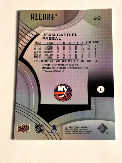 2021-22 Upper Deck #89 - Jean-Gabriel Pageau - New York Islanders