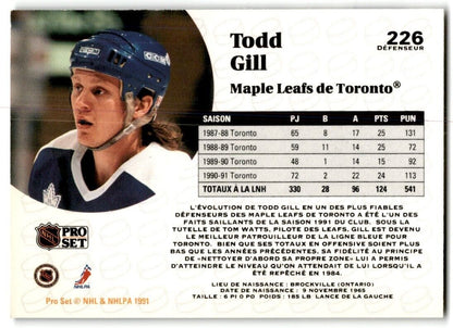 1991-92 Pro Set French Todd Gill Toronto Maple Leafs #226