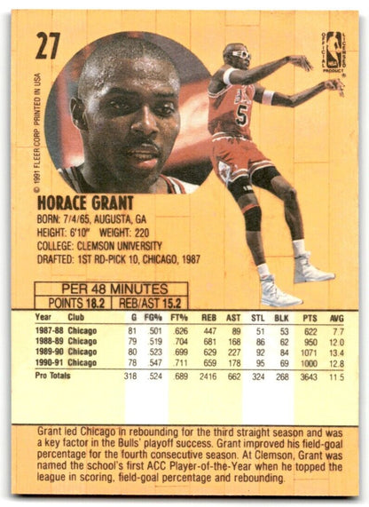 1991-92 Fleer Horace Grant Chicago Bulls #27