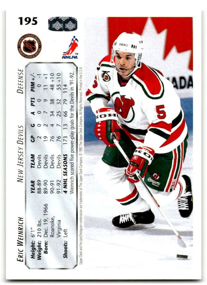 1992-93 Upper Deck Eric Weinrich New Jersey Devils #195