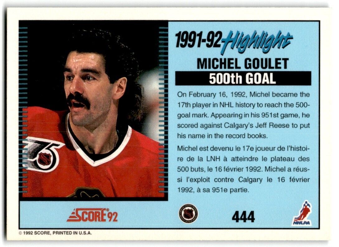 1992-93 Score Michel Goulet Chicago Blackhawks #444