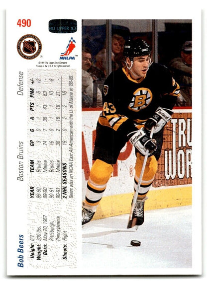 1991-92 Upper Deck Bob Beers Boston Bruins #490