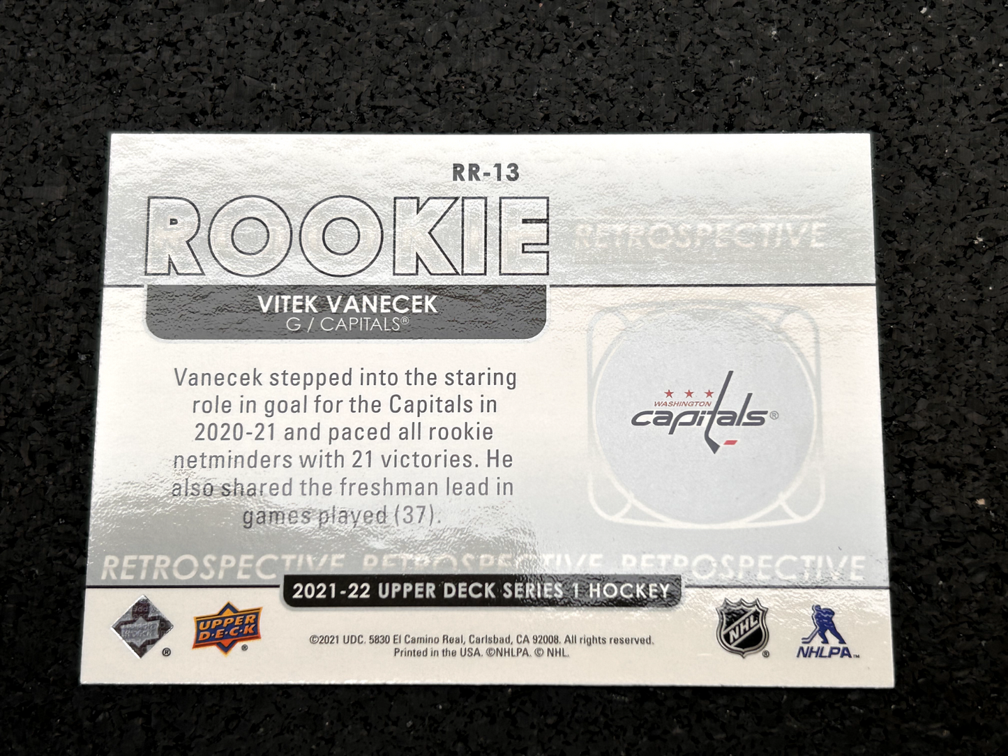 2021-22 Upper Deck Series One Rookie Retrospective Vitek Vanecek #RR-13