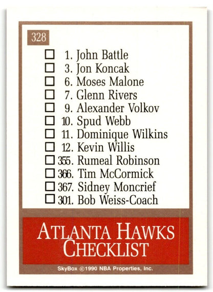 1990-91 SkyBox Atlanta Hawks Atlanta Hawks #328