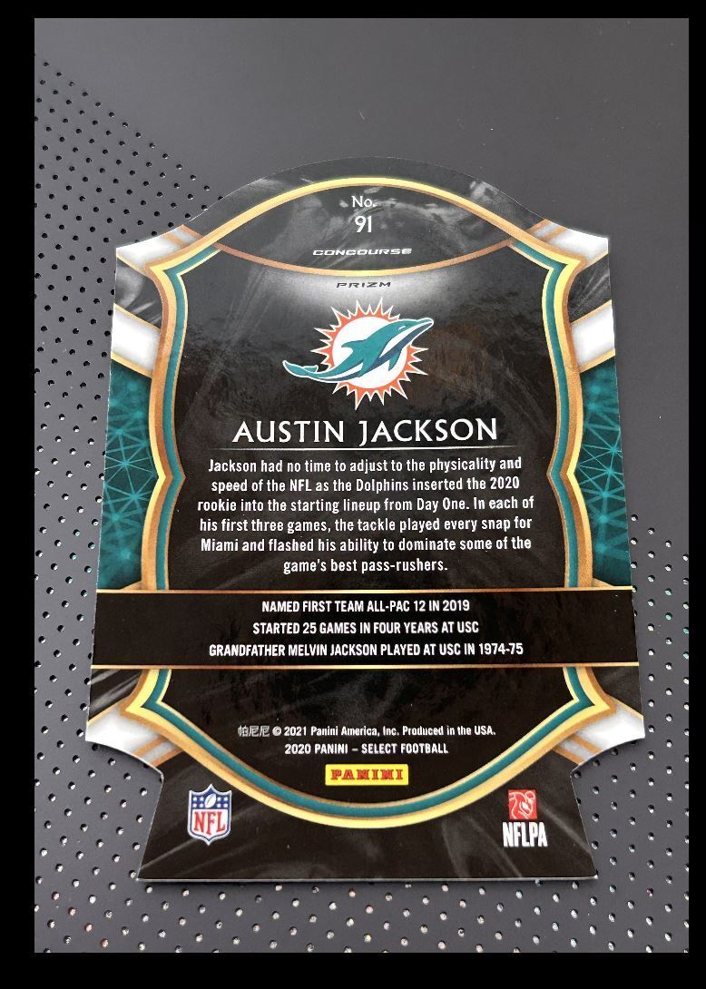 2020 Panini Select Rookie RC red blue Austin Jackson Rookie Miami Dolphins #91