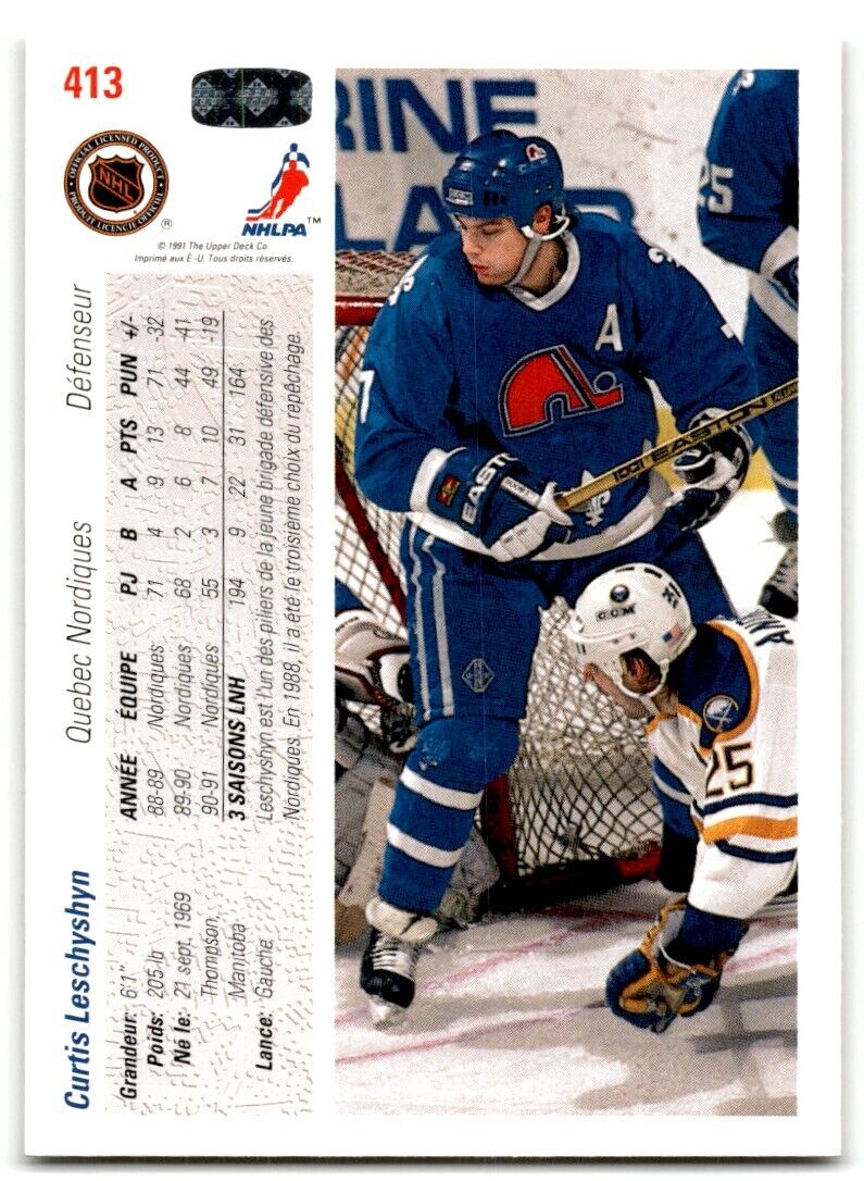 1991-92 Upper Deck French Curtis Leschyshyn Quebec Nordiques #413