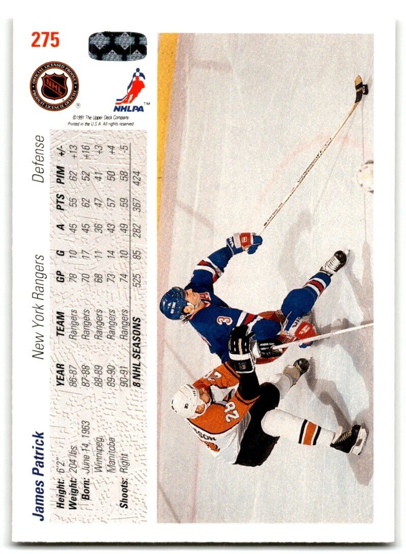 1991-92 Upper Deck James Patrick New York Rangers #275