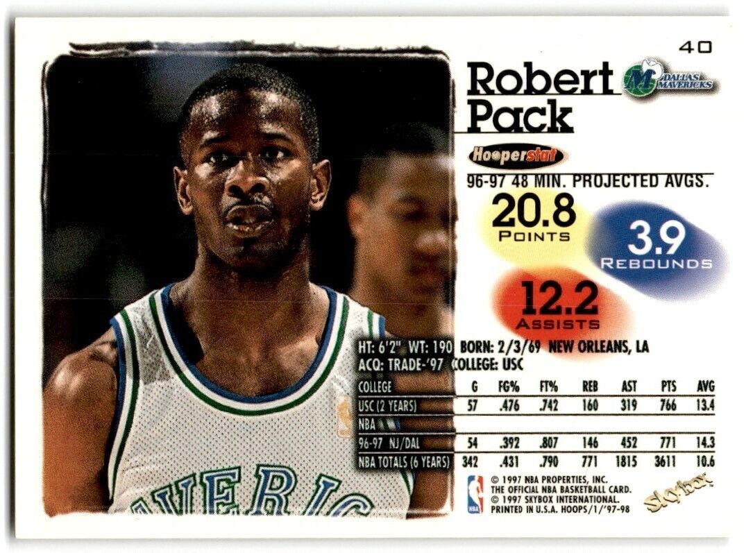 1997-98 Hoops Robert Pack Dallas Mavericks #40