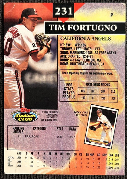 1993 Topps Stadium Club Tim Fortugno California Angels #231