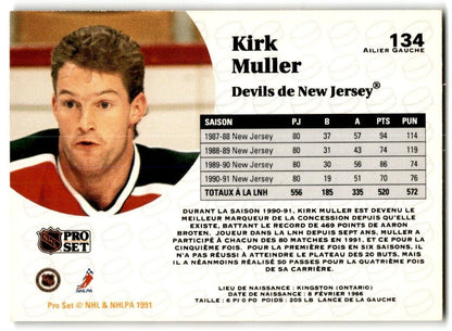 1991-92 Pro Set French Kirk Muller New Jersey Devils #134