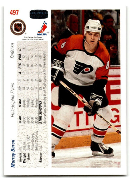 1991-92 Upper Deck Murray Baron Philadelphia Flyers #497