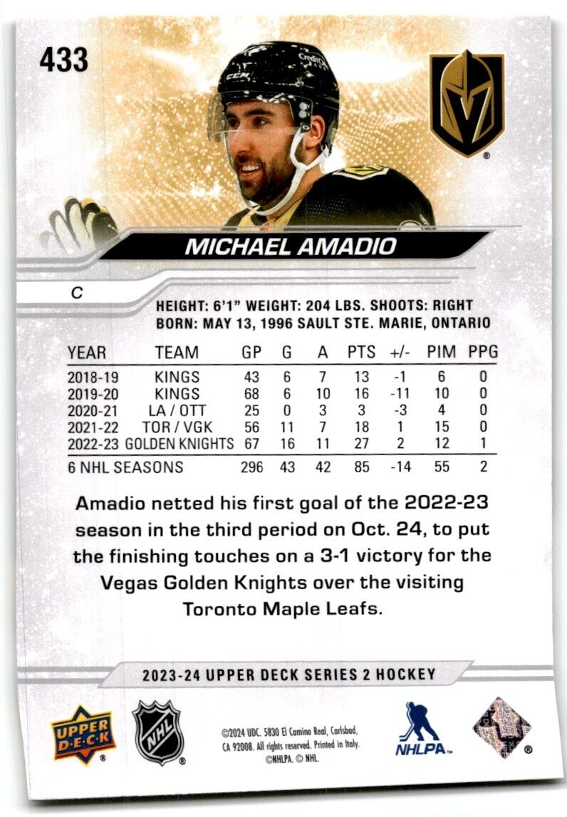 2023-24 Upper Deck Michael Amadio Vegas Golden Knights #433