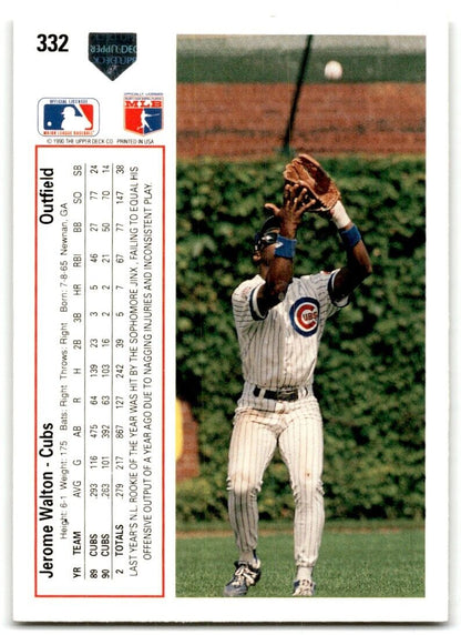 1991 Upper Deck Jerome Walton Chicago Cubs #332