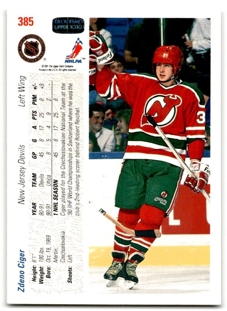 1991-92 Upper Deck Zdeno Ciger New Jersey Devils #385