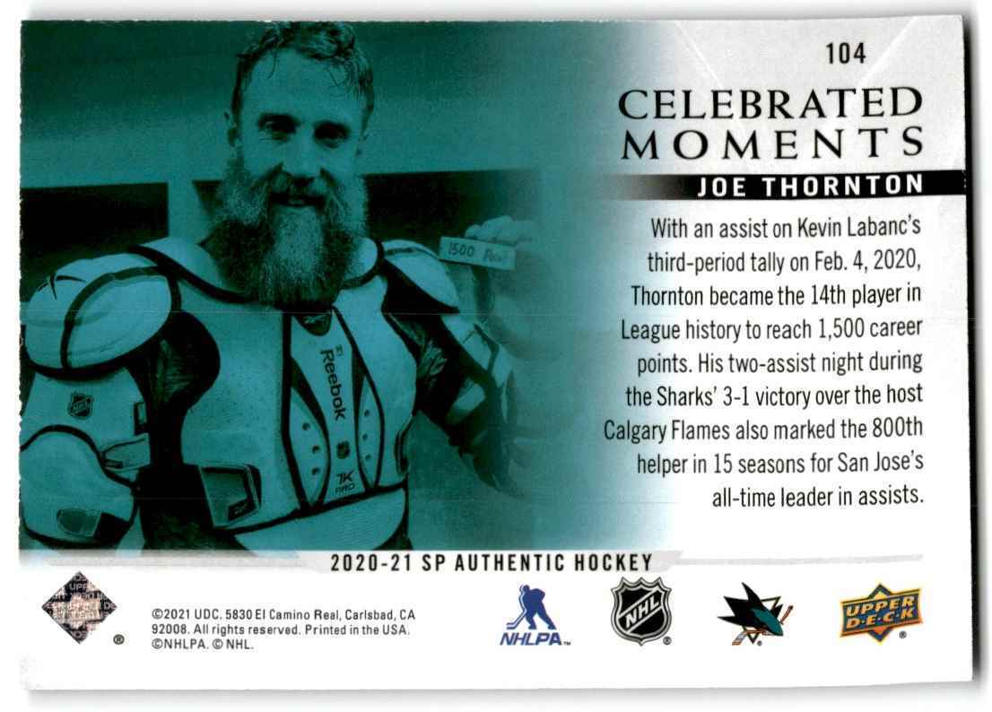 2007-08 SP Authentic Joe Thornton San Jose Sharks #104