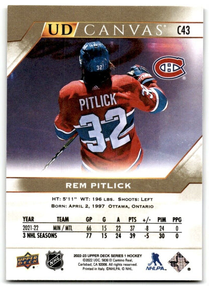 2022-23 Upper Deck UD Canvas Rem Pitlick Montreal Canadiens #C43