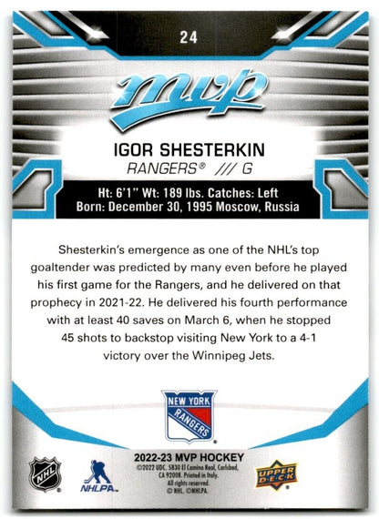 2022-23 Upper Deck MVP Igor Shesterkin New York Rangers #24