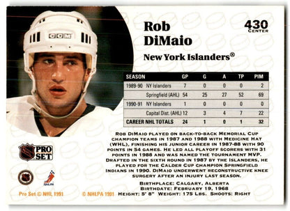 1991-92 Pro Set Rob DiMaio New York Islanders #430