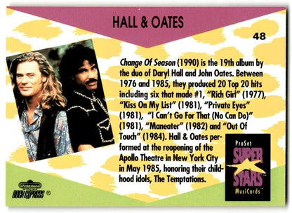 1991-92 ProSet Super Stars MusiCard Hall & Oates #48