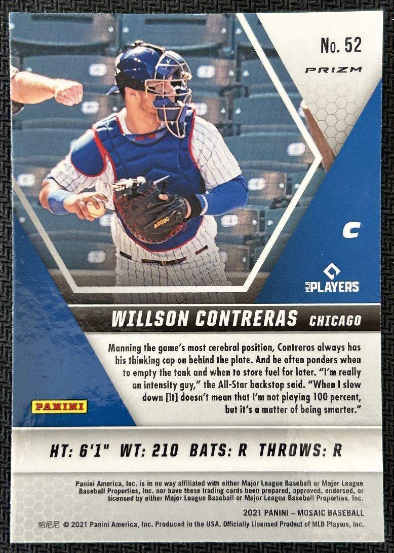 2021 Panini Mosaic Green Willson Contreras Chicago Cubs #52 Parallel