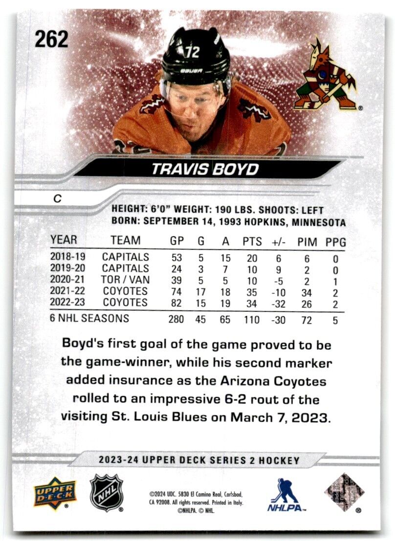 2023-24 Upper Deck Travis Boyd Arizona Coyotes #262