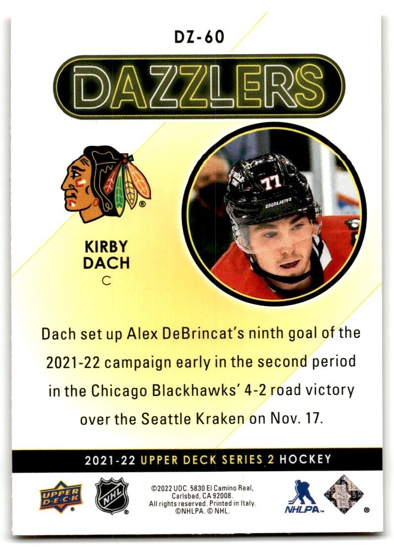 2021-22 Upper Deck Dazzlers Kirby Dach Chicago Blackhawks #DZ-60