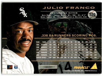 1994 Pinnacle Julio Franco Chicago White Sox #520