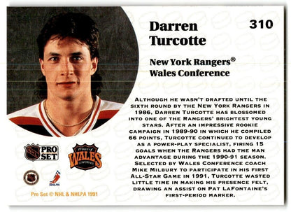 1991-92 Pro Set French Darren Turcotte New York Rangers #310