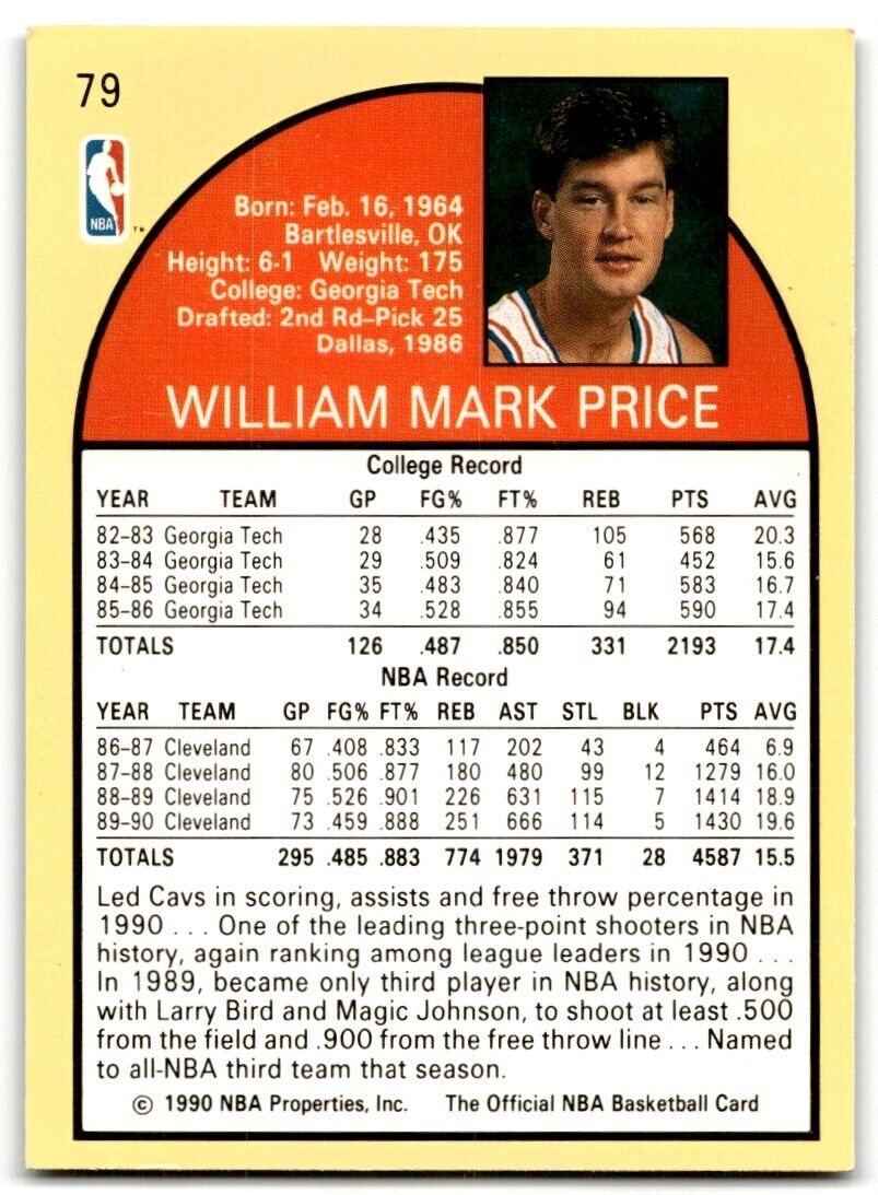 1991-92 Hoops 100 Superstars Mark Price Cleveland Cavaliers #18