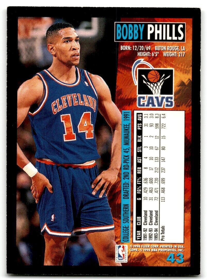 1994-95 Fleer Bobby Phills Cleveland Cavaliers #43