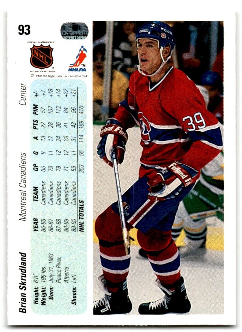 1990-91 Upper Deck Brian Skrudland Montreal Canadiens #93