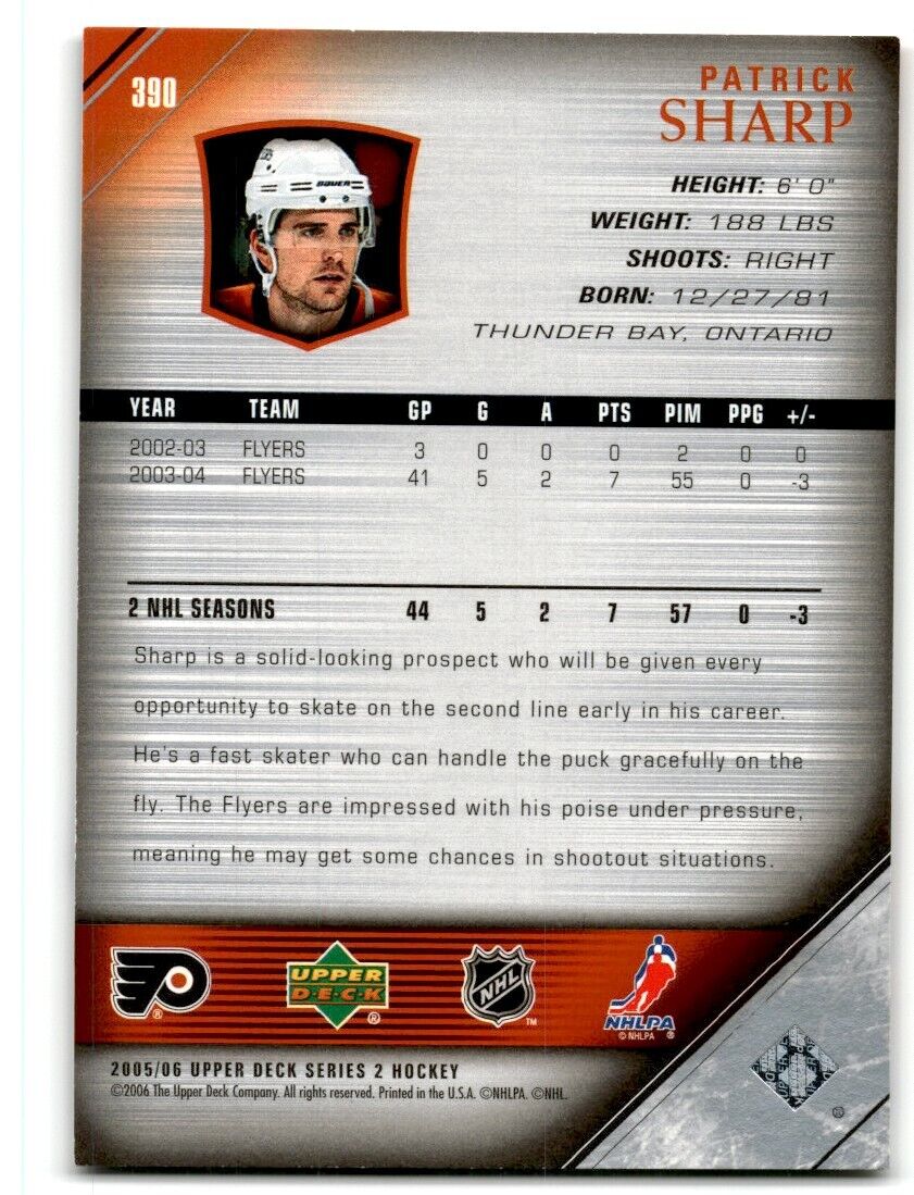 2005-06 Upper Deck Patrick Sharp Philadelphia Flyers #390