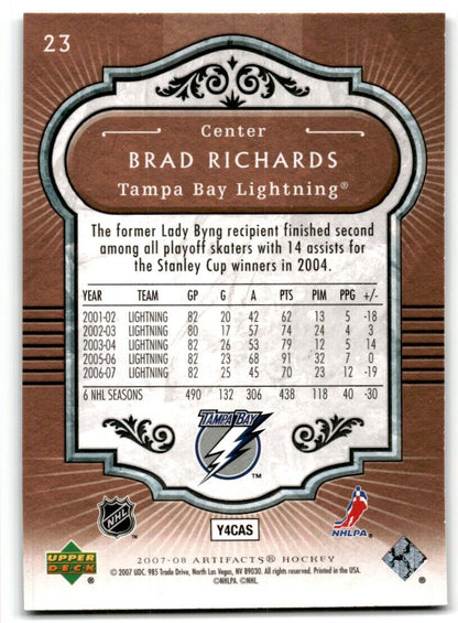 2007-08 Upper Deck Artifacts Brad Richards Tampa Bay Lightning #23