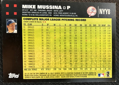 2007 Topps New York Yankees Mike Mussina New York Yankees #NYY8