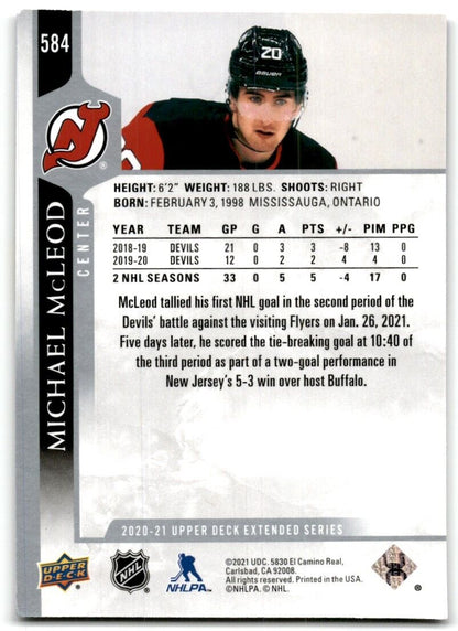 2020-21 Upper Deck Michael McLeod New Jersey Devils #584